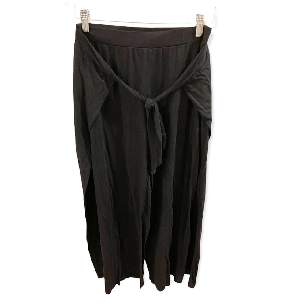 Michael Stars Tie Front Wide Leg Pull-On Stretch Black Pants Size Small